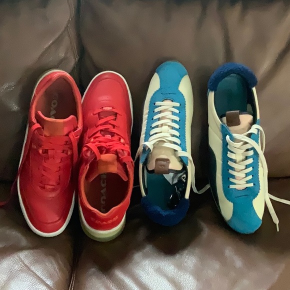 Coach Other - Two pairs of men's Fashion Coach Sneakers. In good shape. Red-12D. Blue-11.5D.